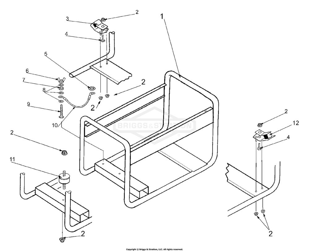 Frame And Fittings Diagram and Parts List for 1889-0  Briggs and Stratton Generator